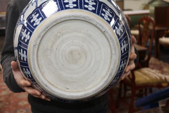 A large 19th century Chinese blue and white fish bowl height 37.5cm